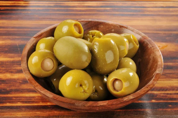 Zelené olivy plněné — Stock fotografie