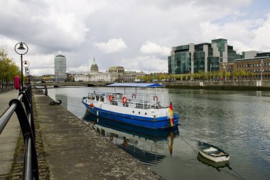 Boat in the Grand Canal in Dublin clipart