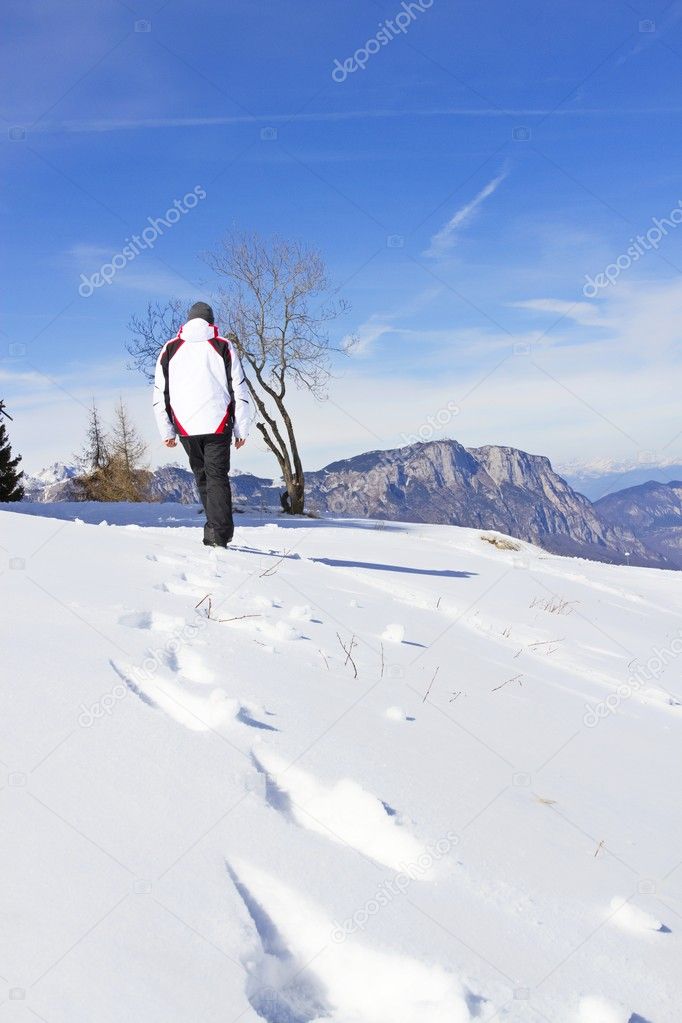 Man walking on the snow