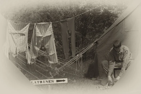 Палаточный лагерь армии США Второй мировой войны — стоковое фото