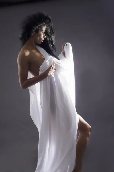 Nude with white sheet — Stock Photo, Image