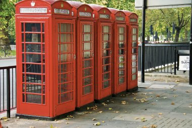 Four UK Red Phone Boxes clipart