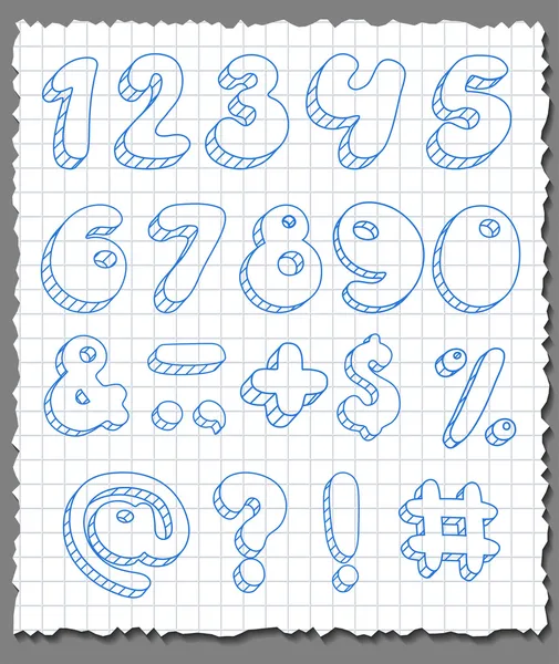 Hand-drawn numbers set. — Stock Vector
