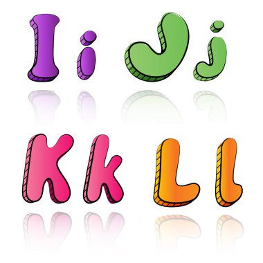 Cartoon alphabet letters on paper background - IJKL clipart