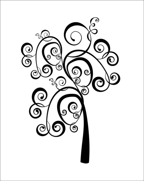 Umění strom krásná, černá silueta — Stockový vektor