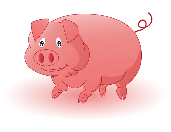 Gros Rose Gai Cochon Sur Fond Blanc — Image vectorielle