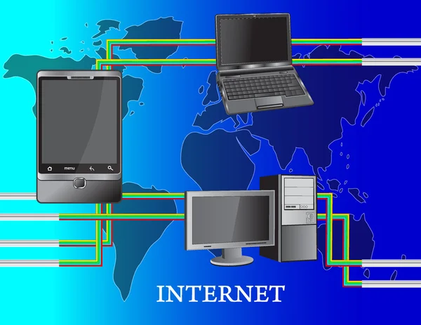 Οι παγκόσμιες επικοινωνίες Internet — Διανυσματικό Αρχείο