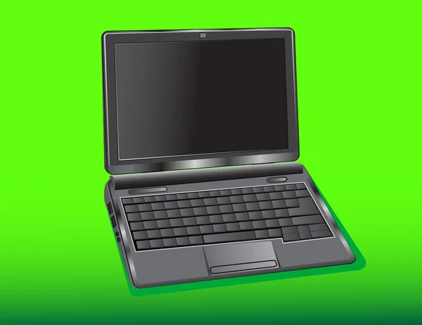 Netbook auf grünem Hintergrund — Stockvektor