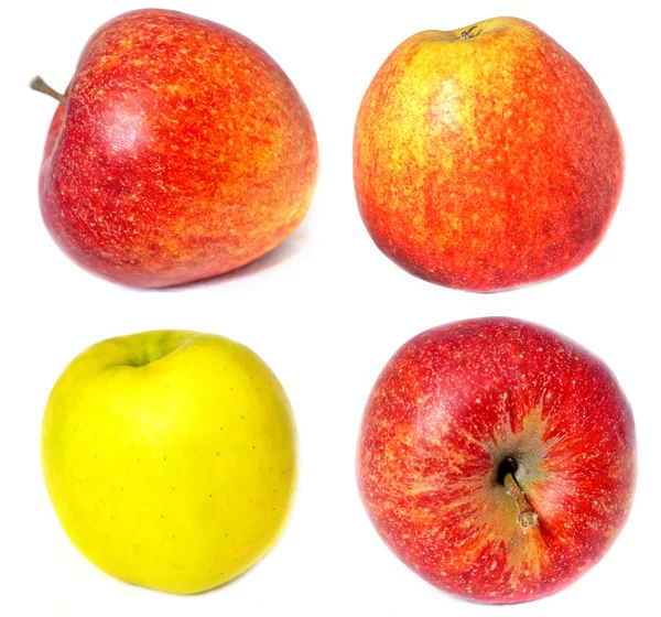 Червоне і жовте яблуко ізольоване на білому тлі — стокове фото