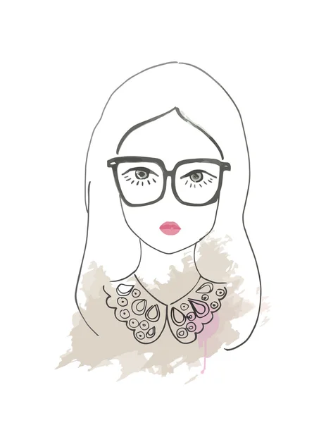 Girl in sunglasses.sketch — Stock Vector