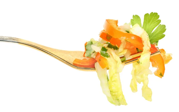 Gabel mit Salat — Stockfoto