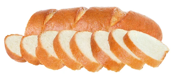 Pão fatiado isolado em branco . — Fotografia de Stock