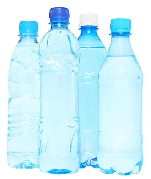 Set Flaschen mit Wasser isoliert. — Stockfoto