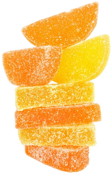 Narancs és sárga cukorkát torony — Stock Fotó