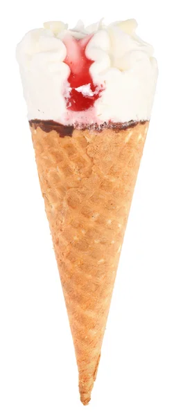 Cono con gelato su fondo bianco — Foto Stock