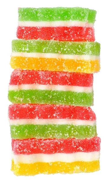 Torre de doces de frutas isolado fundo branco — Fotografia de Stock