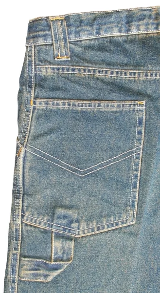 Grote achterzak van blue jeans close-up — Stockfoto
