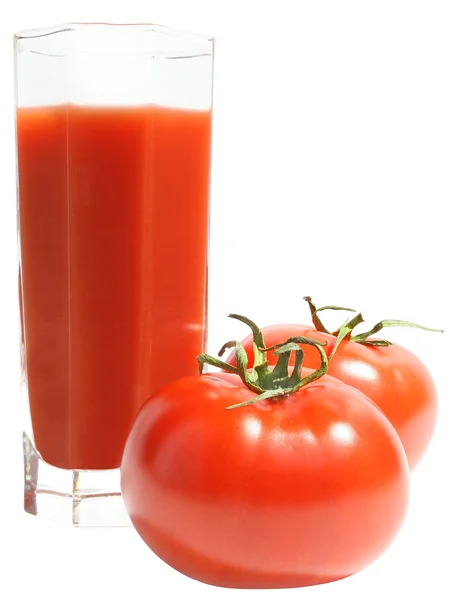 Glas van tomaat SAP bovenaanzicht — Stockfoto