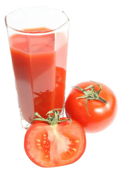 Glas van tomaat SAP bovenaanzicht — Stockfoto