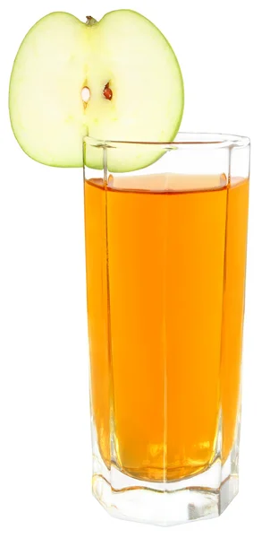 Glas mit Apfelsaft und Schnittapfel isoliert — Stockfoto