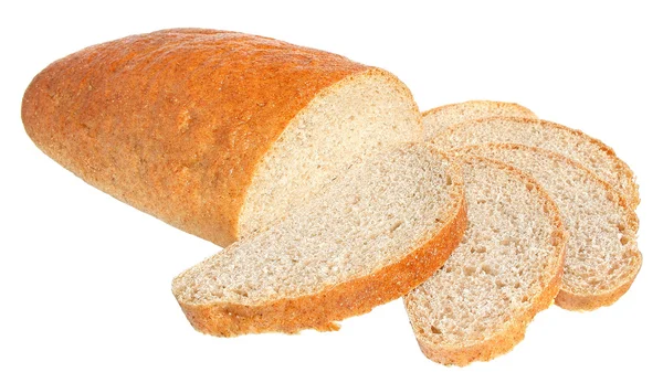 Pane affettato isolato su bianco . — Foto Stock