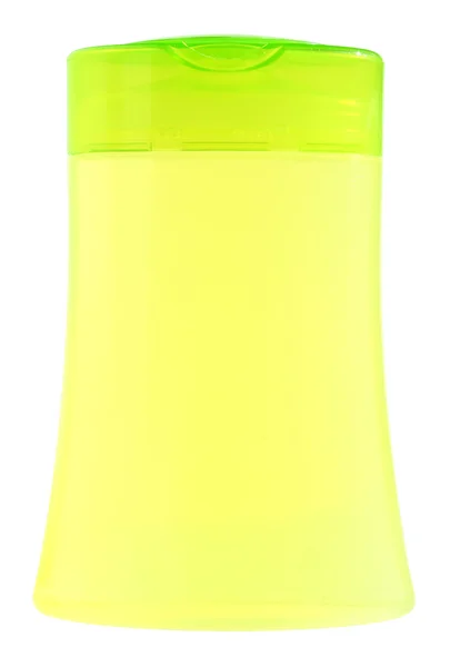 Zielone butelki z żel pod prysznic — Zdjęcie stockowe