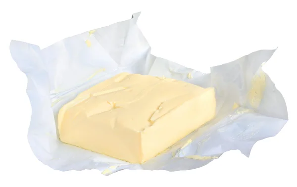Embalagem aberta com manteiga — Fotografia de Stock