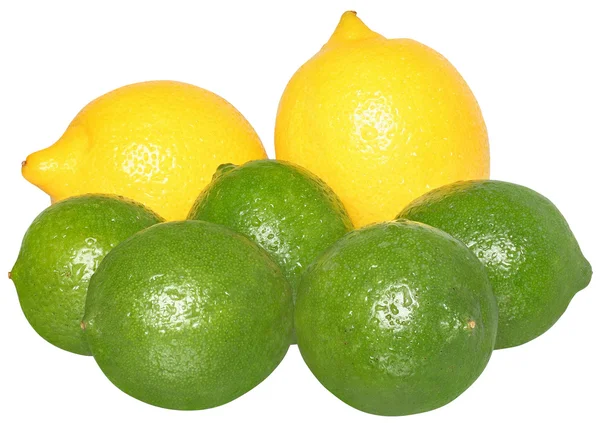Купа лімітів і лимонів ізольовані — стокове фото