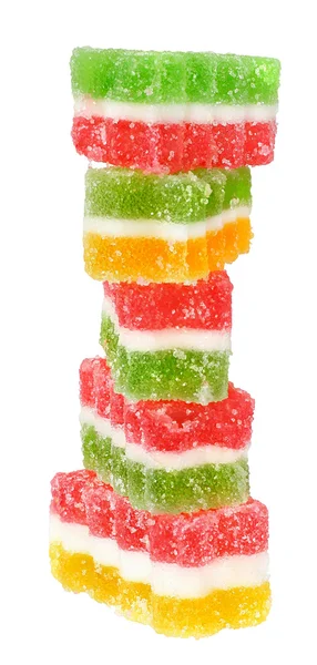 Színes gyümölcs candy elszigetelt torony — Stock Fotó