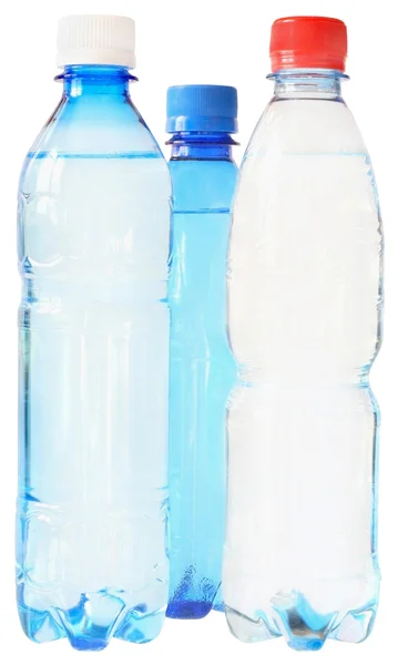 Tři lahve s vodou — Stock fotografie