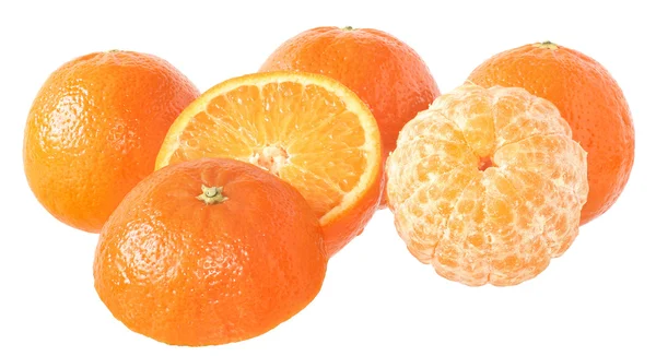 stock image Sliced and peeled mandarins isolated.