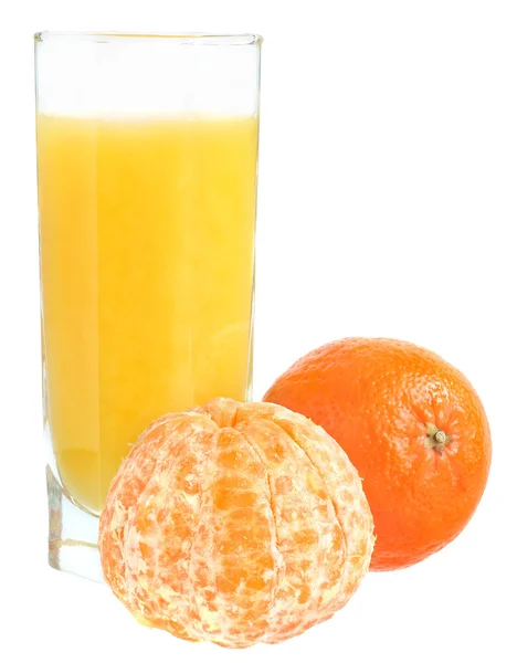 Glass of tangerine juice with tangerine slices — Stock Photo, Image