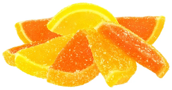 Gele en oranje snoep geïsoleerd — Stockfoto