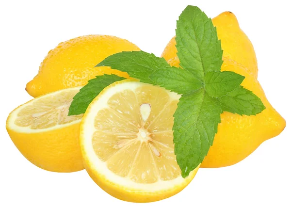Limone con menta isolata — Foto Stock