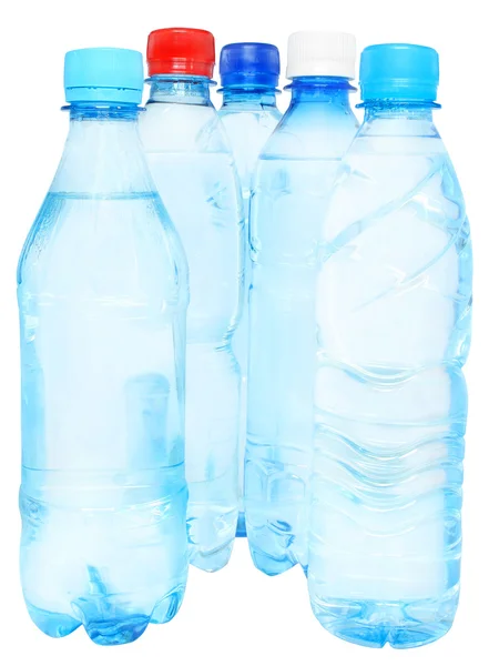 Groupe bouteilles avec de l'eau — Photo