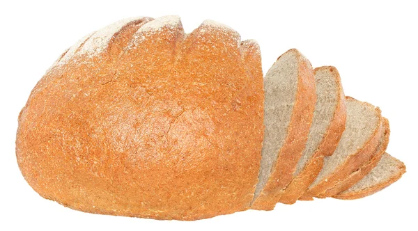 Pane affettato isolato su bianco . — Foto Stock