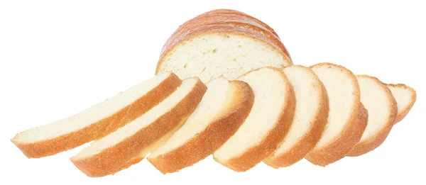Gesneden brood geïsoleerd op wit. — Stockfoto