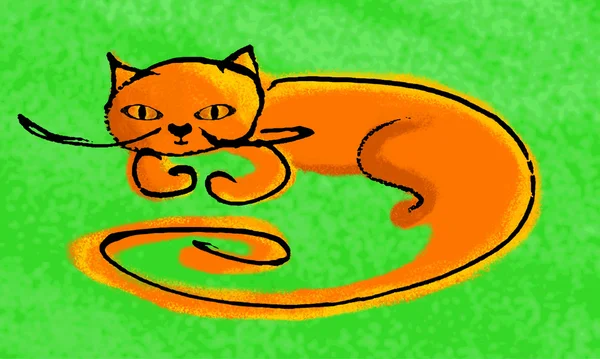 Ręcznie rysowane rudy kot. — Wektor stockowy