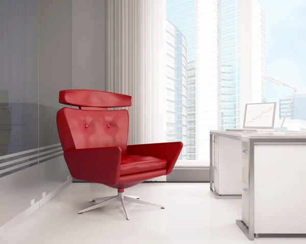 Червоне крісло в офісі — стокове фото