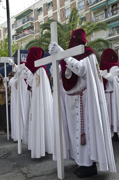 Die außergewöhnlich christliche Prozession der semana santa (heilige Woche) in Cordoba, Spanien. — Stockfoto