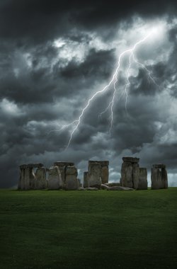 Stonehenge lightning storm clipart