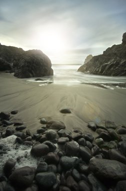 kynance cove, cornwall güneş doğarken