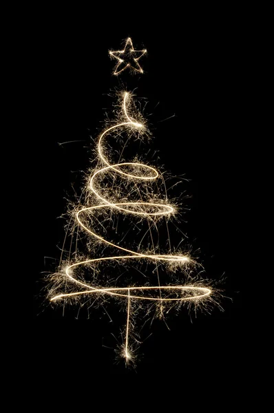 Prskavka vánoční strom ve zlatě — Stock fotografie