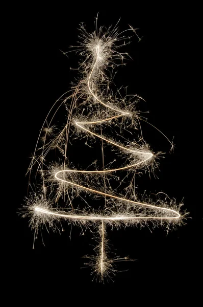 Árvore de Natal de um sparkler dourado — Fotografia de Stock