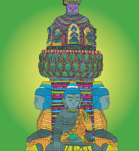 Psykedeliska buddha — Stock vektor