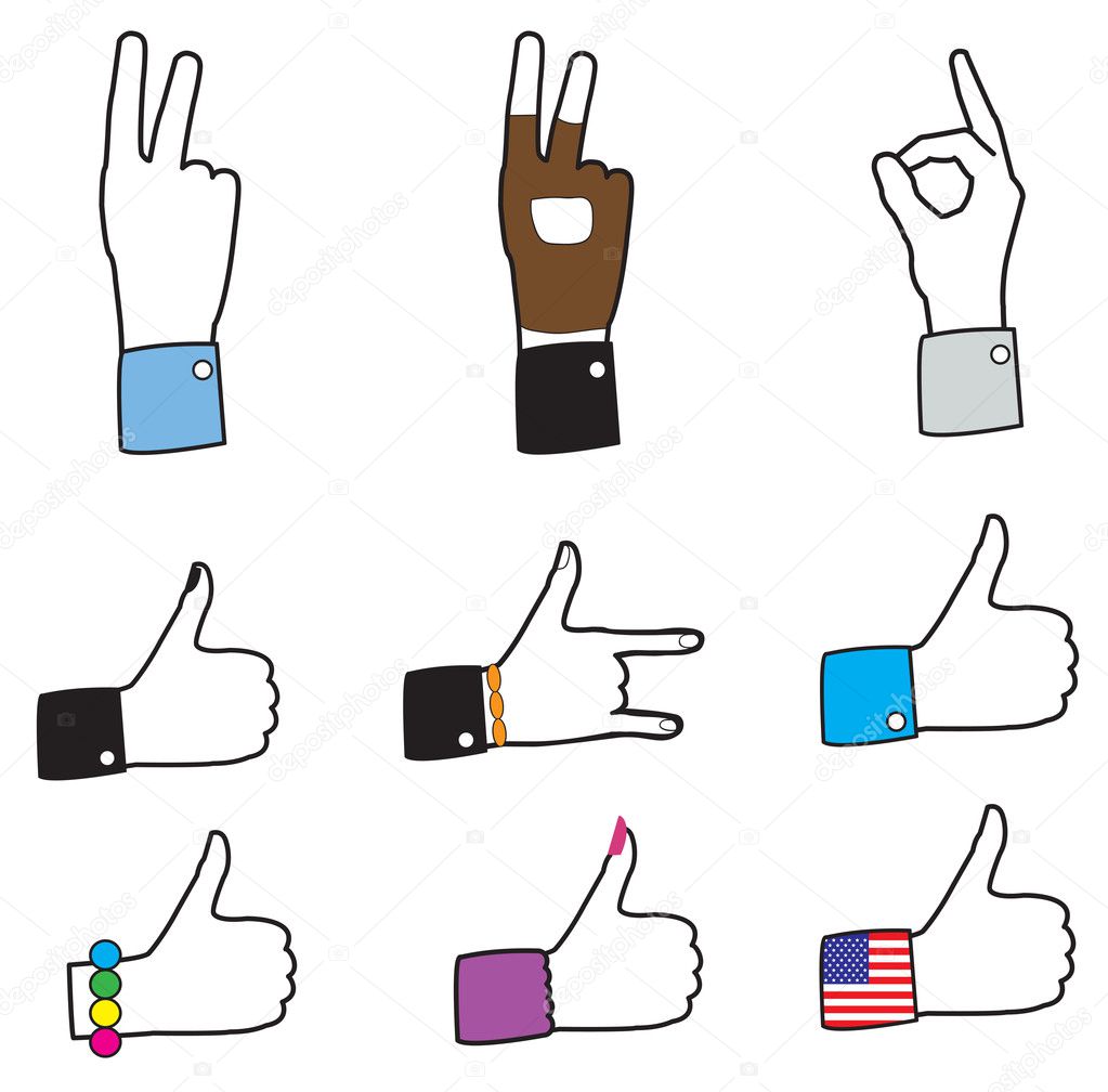Set of different hands - like signs