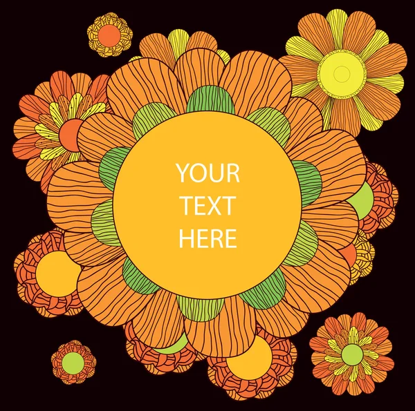 テキスト用のスペースと色の花の背景 — ストックベクタ