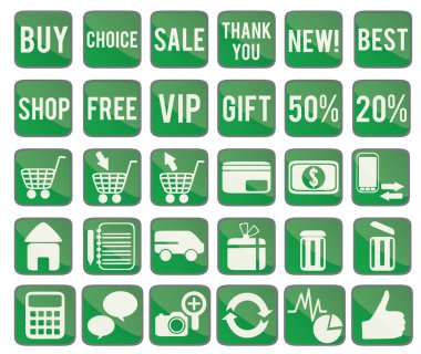 Shoping icons set for internet commerce clipart