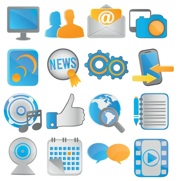 Sociala medier ikoner för webbprogram — Stock vektor