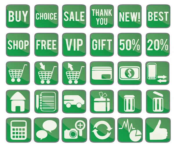 Shoping icone impostate per il commercio su Internet — Vettoriale Stock